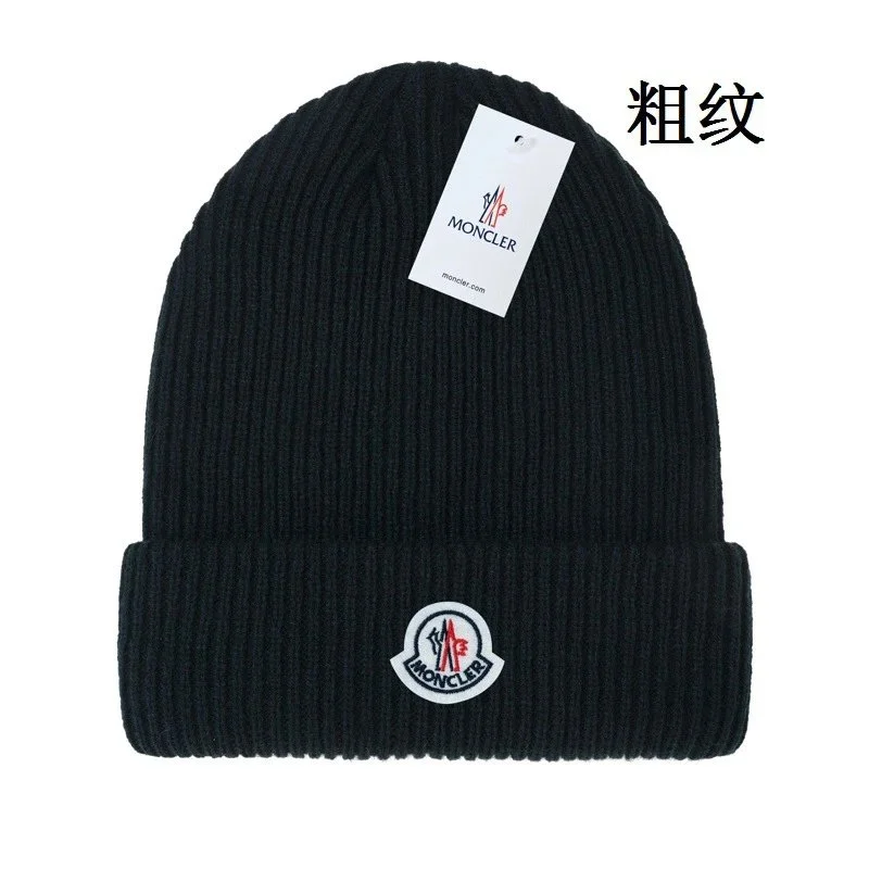Moncler Moncler Black Ribbed Knit Beanie Black
