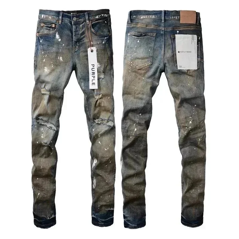 Purple Brand Purple Brand P001 Distressed Paint Splatter Jeans Blue - 1