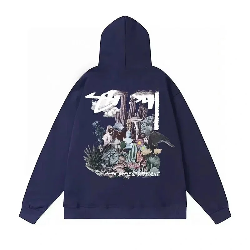 Other Royal Blue Graphic Print Hoodie Navy - 1
