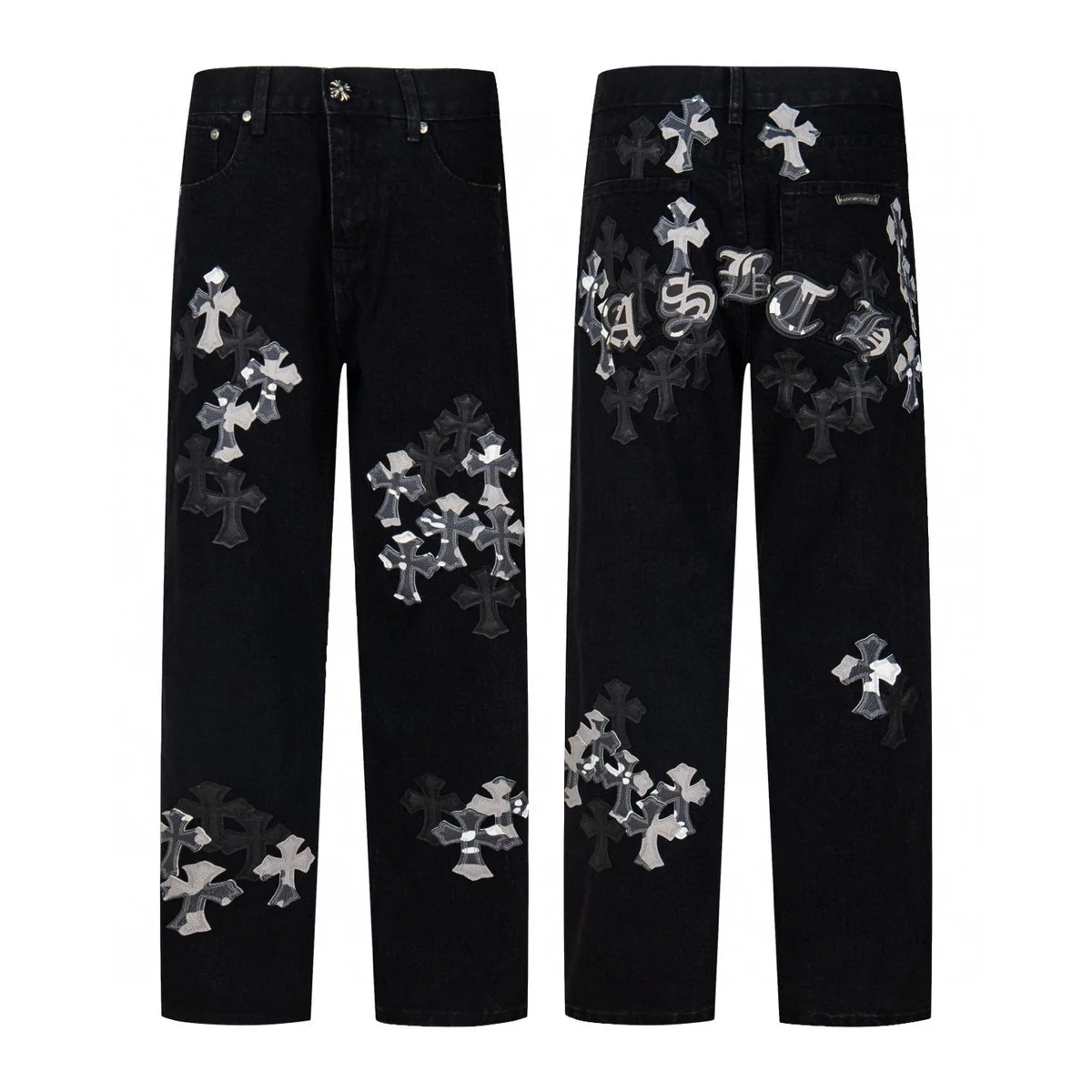Chrome Hearts Chrome Hearts CH Cross Black/Silver Cross Embroidered Jeans Black