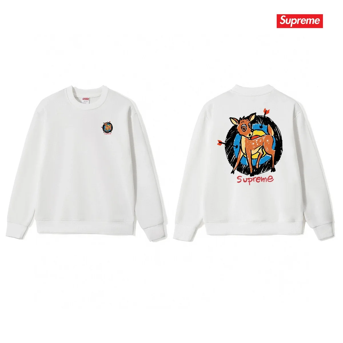 Supreme Supreme Deer Print Crewneck Sweatshirt White White - 1