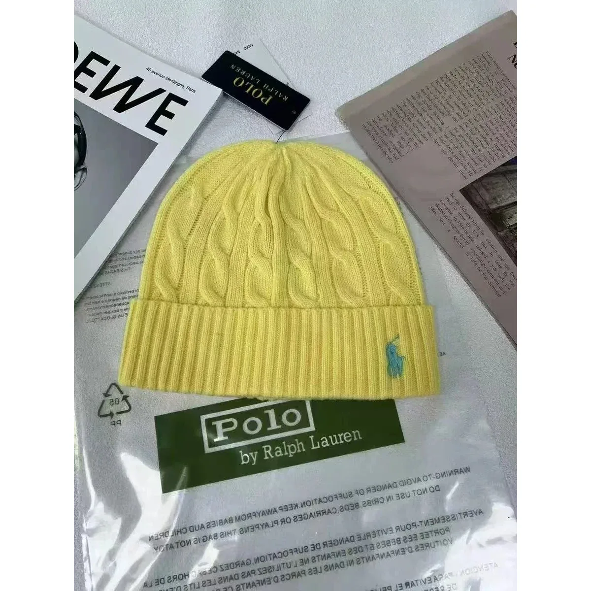 Polo Ralph Lauren Polo Ralph Lauren Small Pony Cable Beanie Yellow Yellow - 1