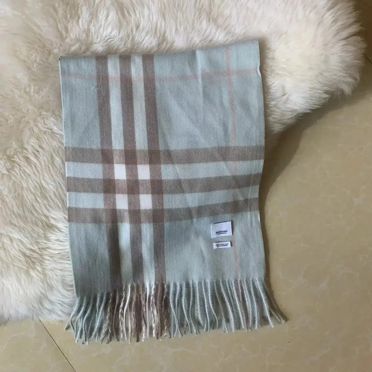 Burberry Burberry Classic Check Mist Blue Scarf Blue