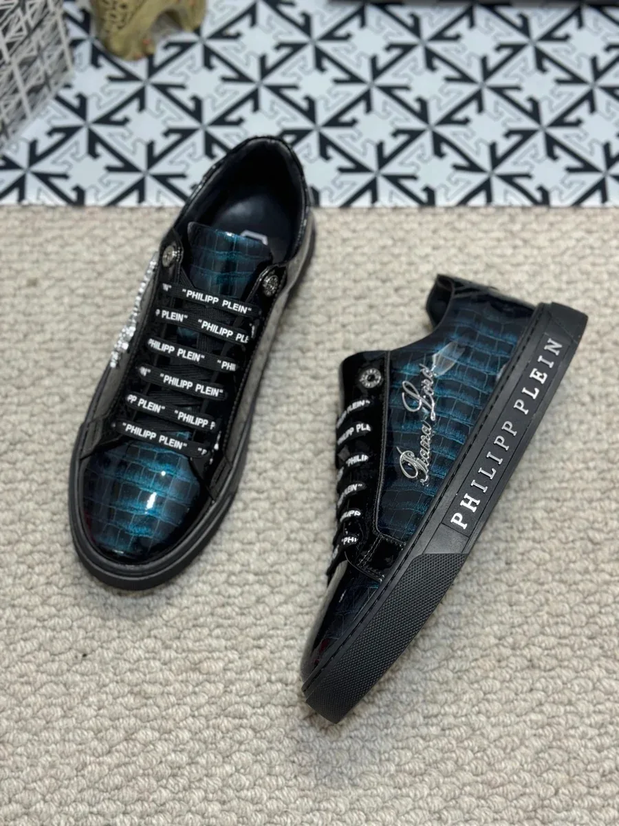 Philipp Plein Philipp Plein Crocodile Texture Sneakers Black/Blue Black