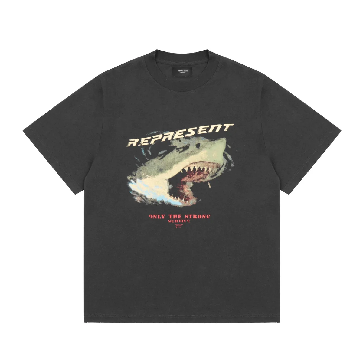 Represent Represent Only the Strong Survive Shark T-Shirt Black Black - 1