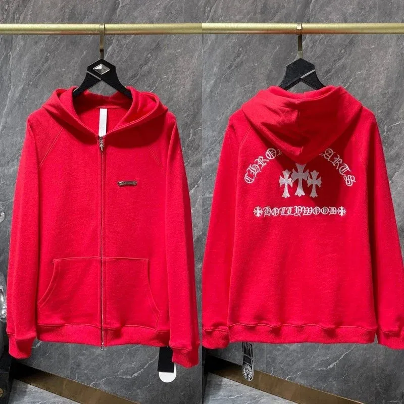 Chrome Hearts Chrome Hearts CH Cross Hollywood Red Zip-Up Hoodie Red
