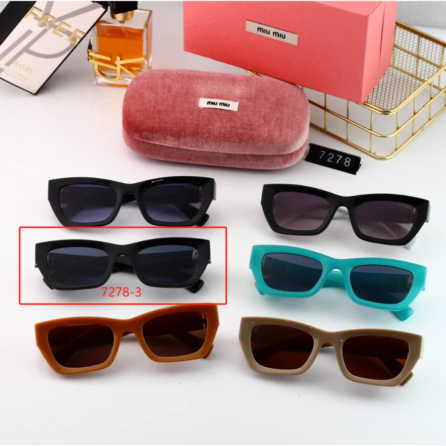 Miu Miu Miu Miu 7278-3 Black Rectangular Sunglasses Black - 1