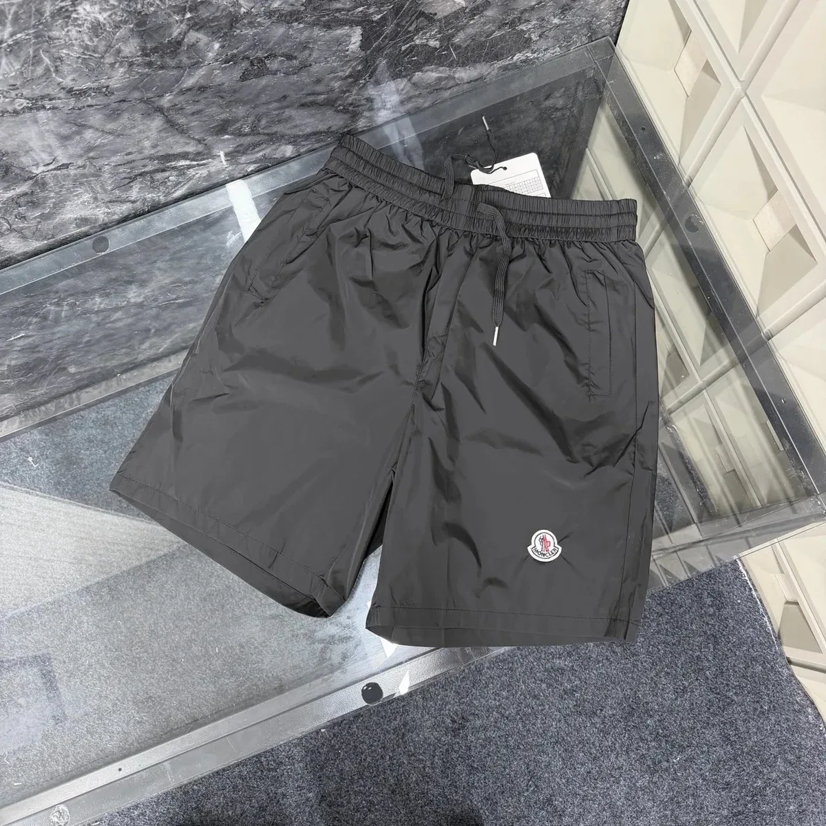Moncler Moncler Black Logo Patch Shorts Black