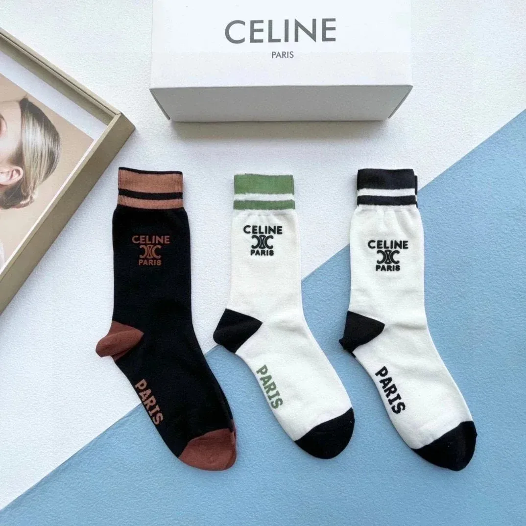 Celine Celine Paris Classic Logo Socks Black - 1