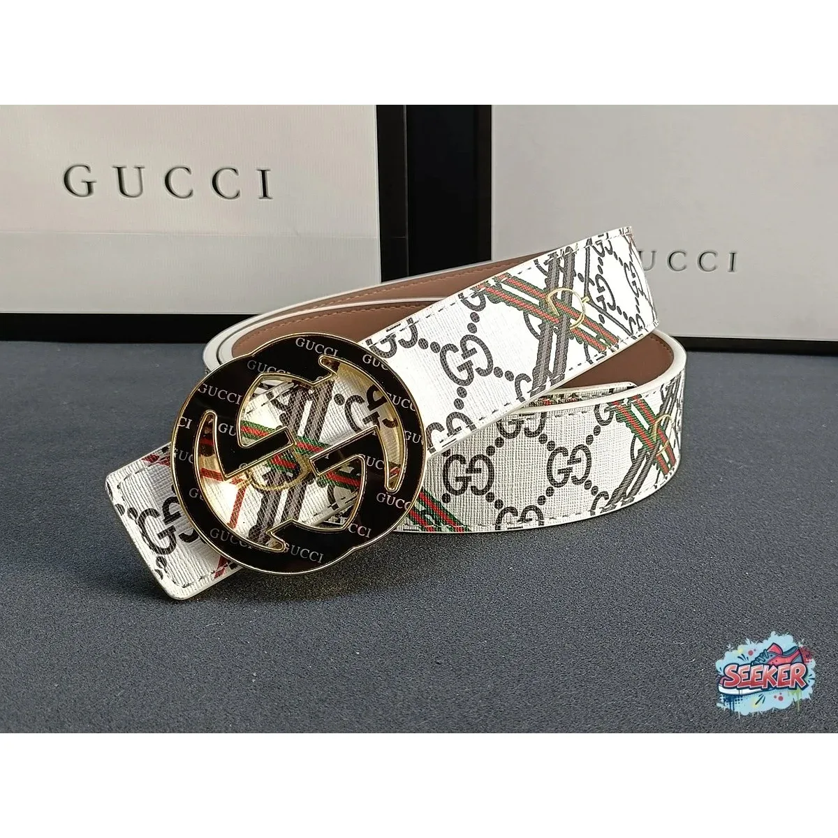 Gucci Gucci GG Supreme White Belt White - 1