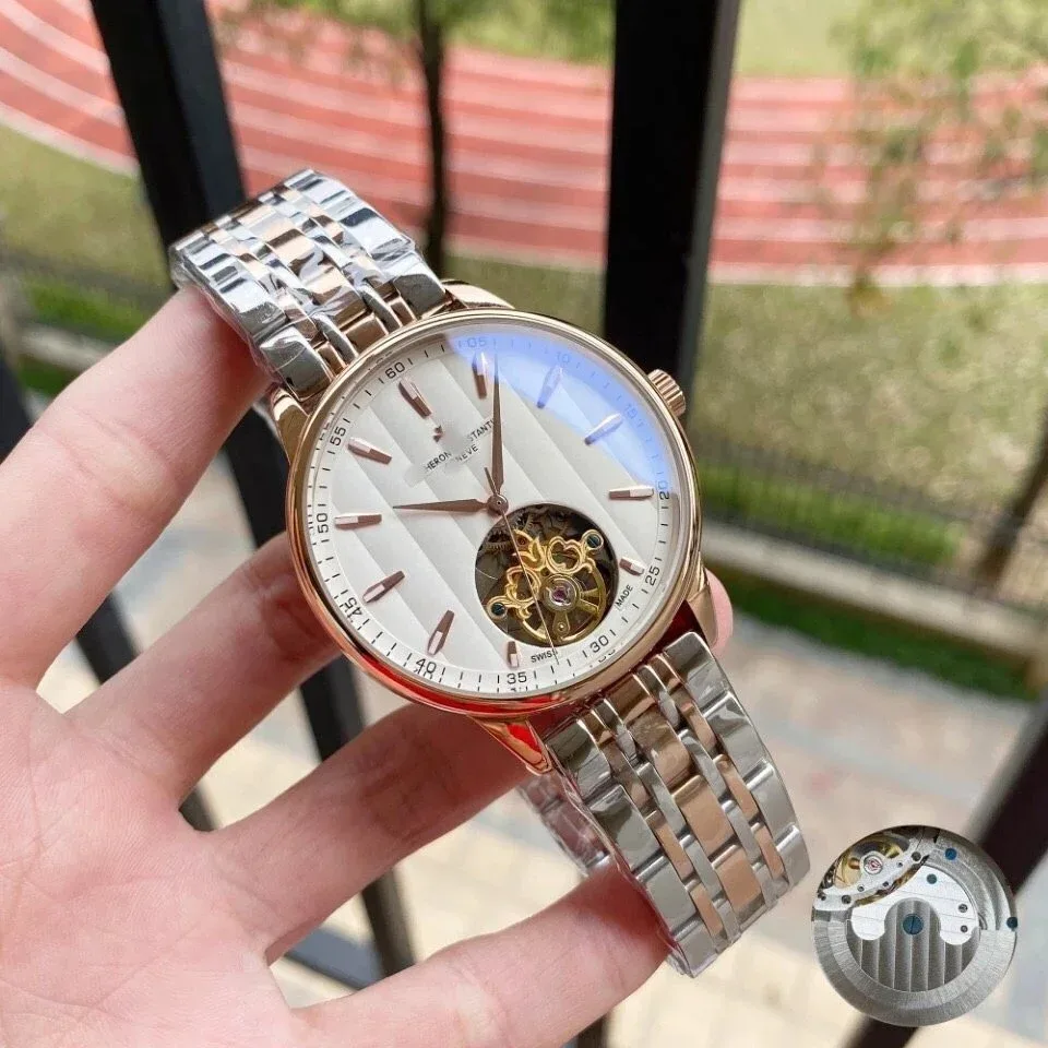 Other Unknown Brand Rose Gold & Silver Watch with Skeleton Dial Gold - 1