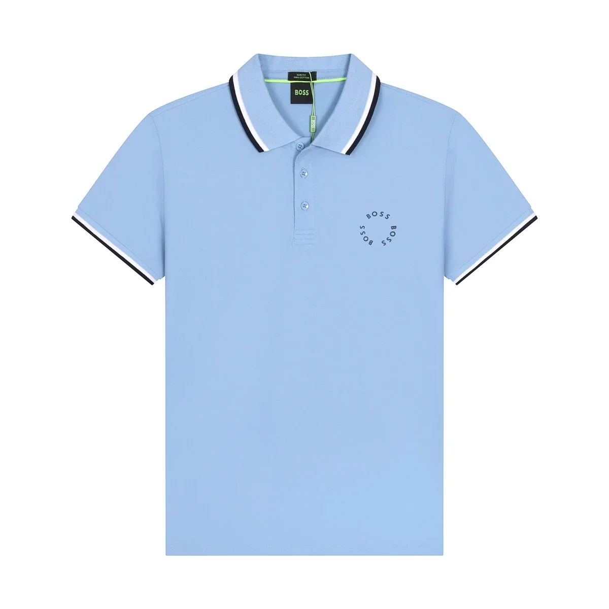Hugo Boss HUGO BOSS Light Blue Polo Shirt with Embroidered Logo Blue - 1