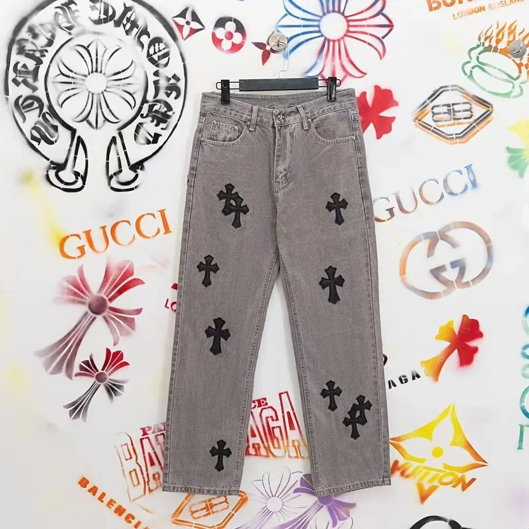 Chrome Hearts Chrome Hearts Grey Cross Embroidered Jeans Grey - 1