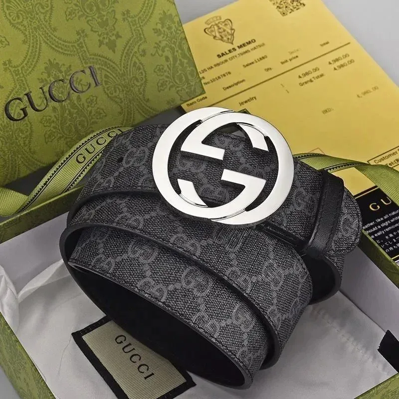 Gucci Gucci Interlocking G Black/Silver Belt Black