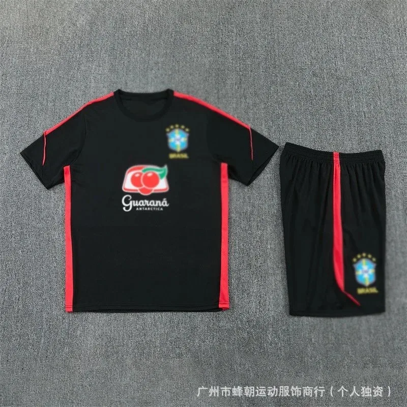 Other Brazil Football Jersey Set Black/Red Shorts Black - 1