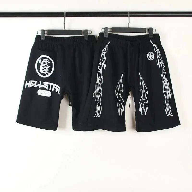 Hellstar Hellstar Black/White Flame Shorts Black - 1