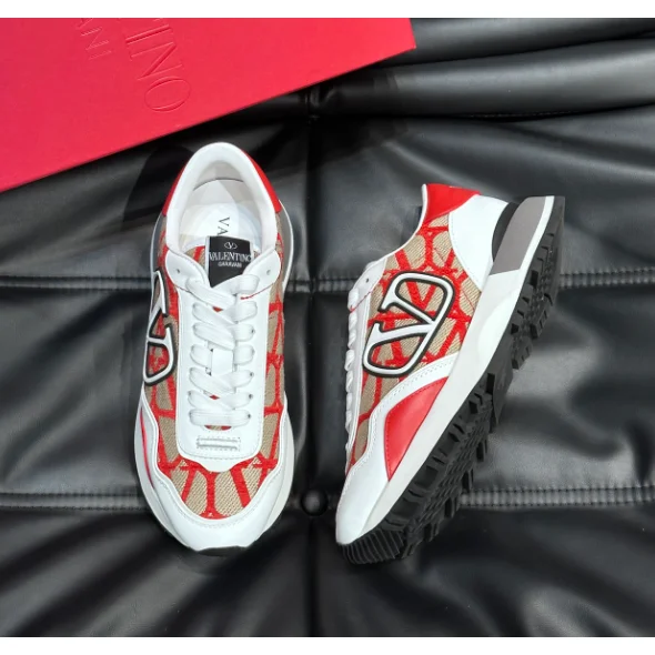 Valentino Valentino VLTN White/Red/Tan Sneakers Multicolor