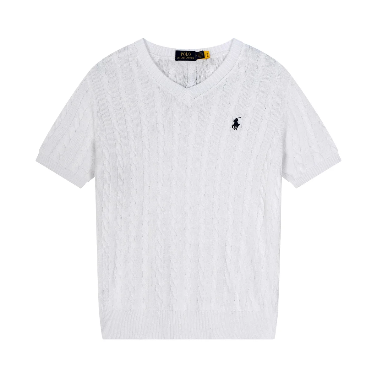 Polo Ralph Lauren Polo Ralph Lauren White Cable Knit V-Neck Sweater White - 1