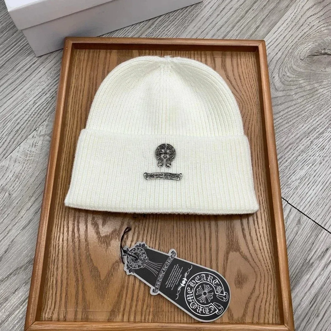 Chrome Hearts Chrome Hearts CH Cross Beanie White Headwear White - 1