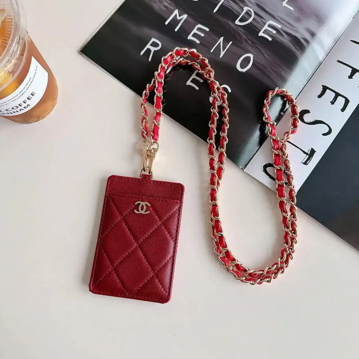Chanel Chanel Wallet on Chain Red Card Holder Red