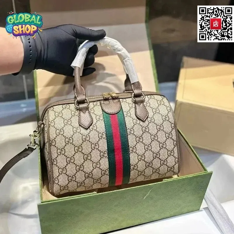 Gucci Gucci GG Supreme Web Stripe Tote Bag Beige - 1