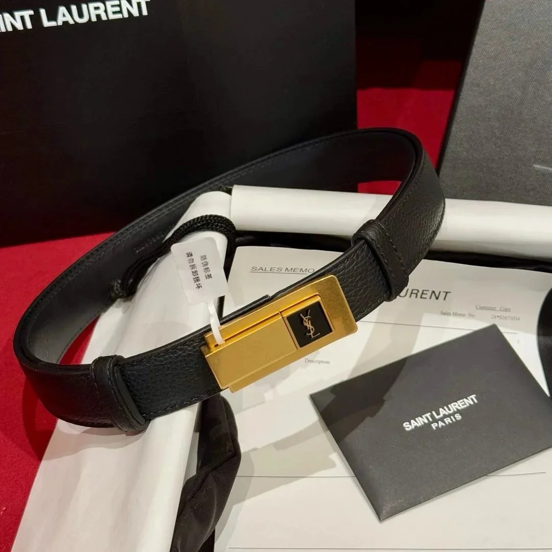 Saint Laurent Saint Laurent Black YSL Logo Belt Black - 1