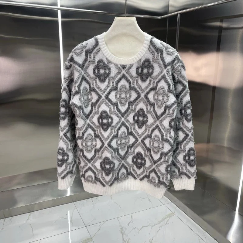 Other Patterned Knit Sweater in Beige/Grey Beige - 1