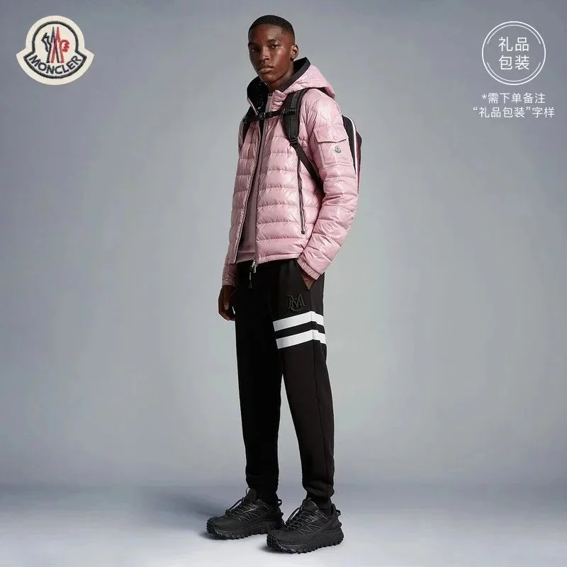 Moncler Moncler Pink Puffer Jacket with Black Pants Pink