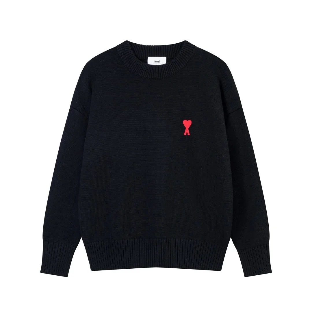 Ami Paris Ami Paris Ami-23 Ami-23-02 Black Knit Sweater Black - 1
