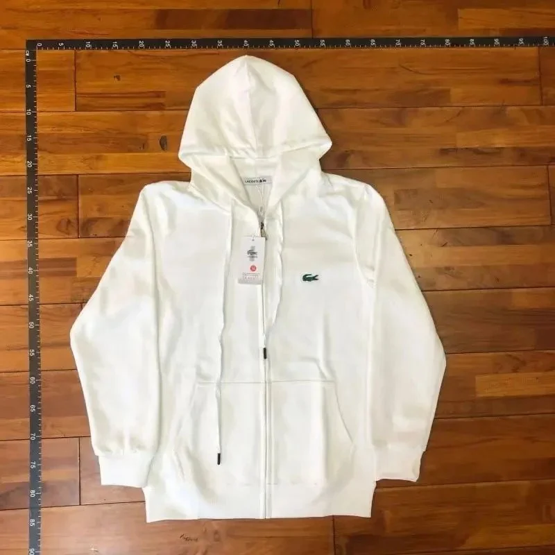Lacoste Lacoste Zip Hoodie White Cotton Hooded Sweatshirt White - 1