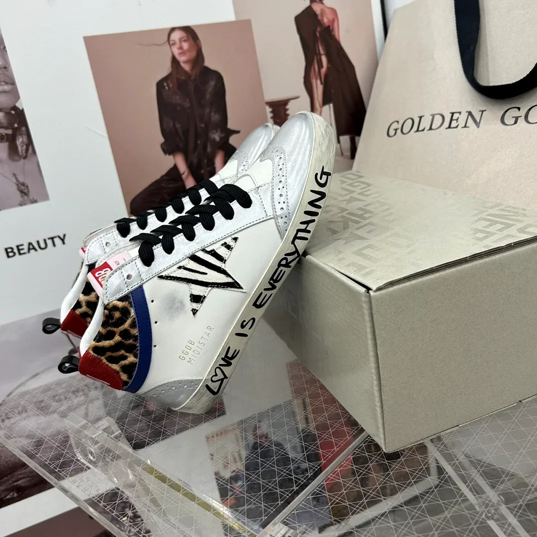 Golden Goose Golden Goose Super-Star Midstar Silver Leopard Sneakers Silver - 1