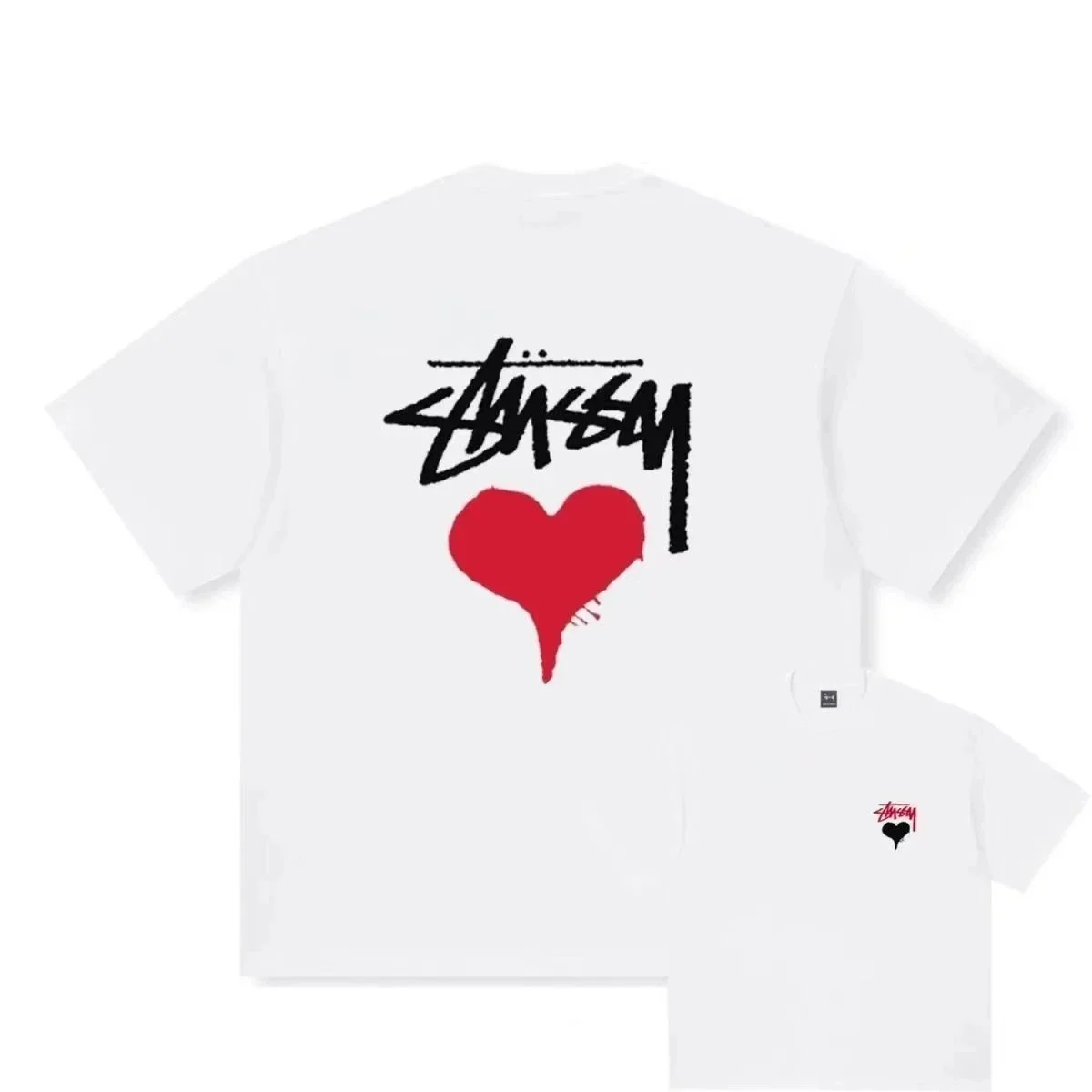 Stussy Stussy Heart Logo White T-Shirt White - 1