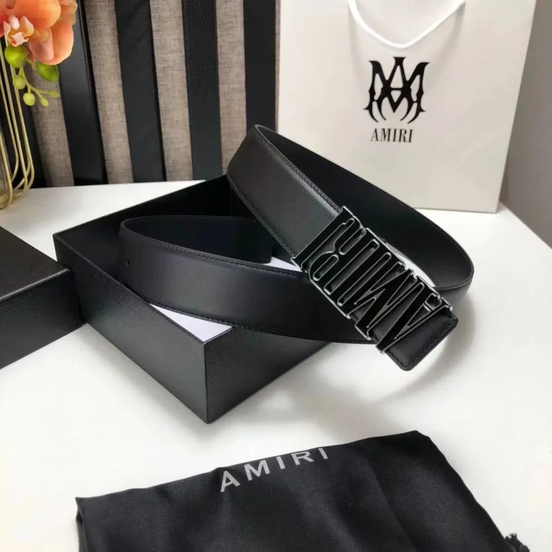Amiri Amiri Black Leather Belt with Logo Buckle Black - 1