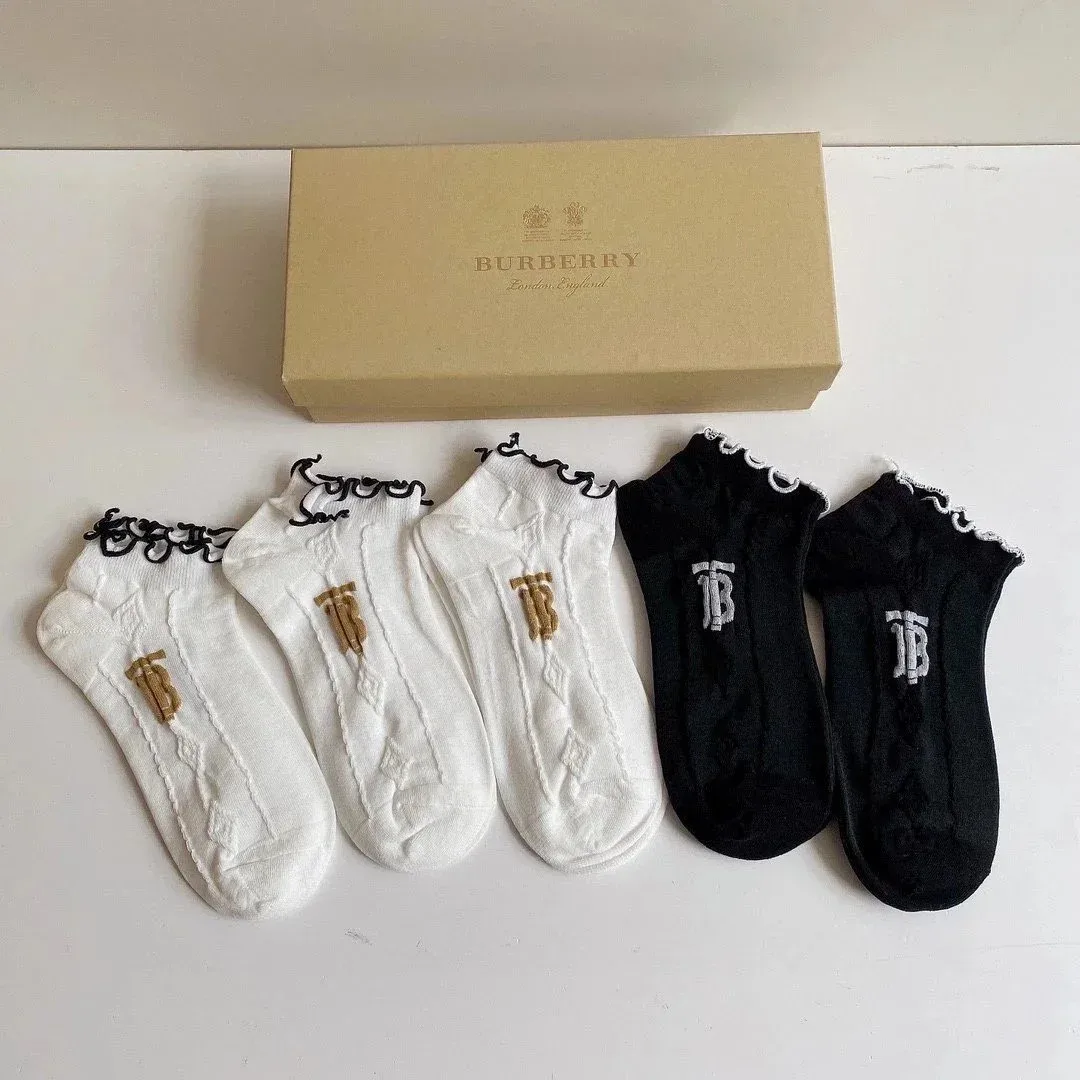 Burberry Burberry TB Logo Crew Socks Black/White Black - 1
