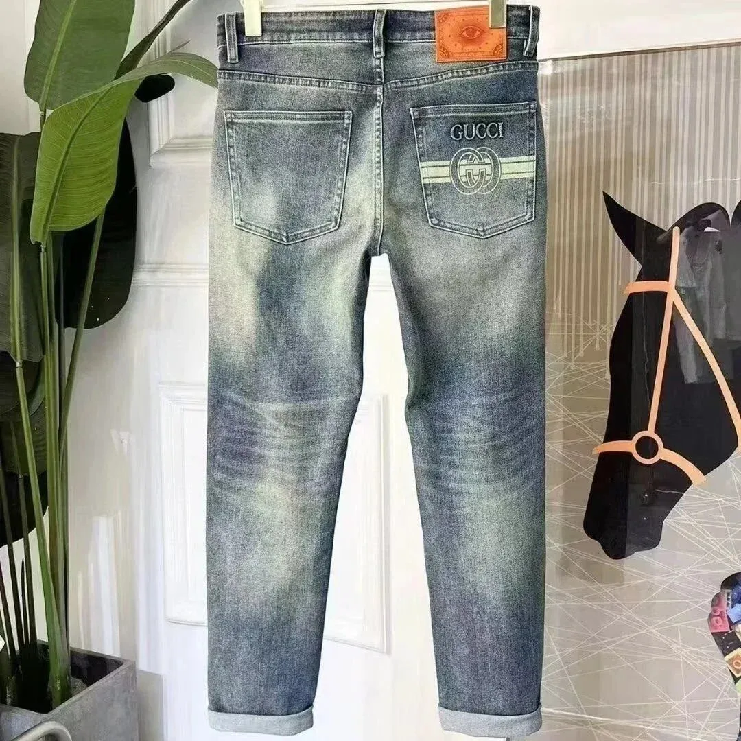 Gucci Gucci Jeans 'GG' Stripe Denim Pants Blue - 1