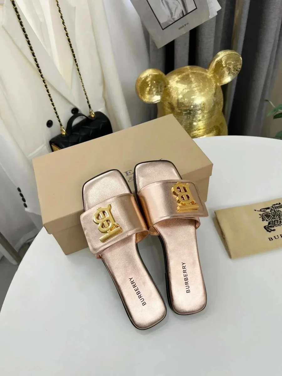 Burberry Burberry Rose Gold Monogram Slides Sandals Gold - 1
