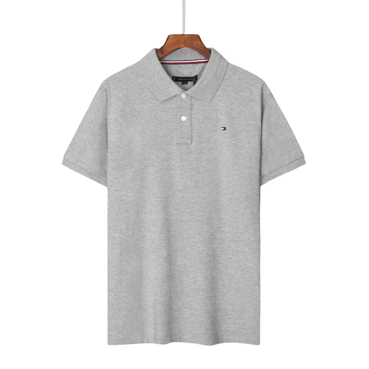 Tommy Hilfiger Tommy Hilfiger Classic Polo Shirt Grey Solid Men Grey - 1