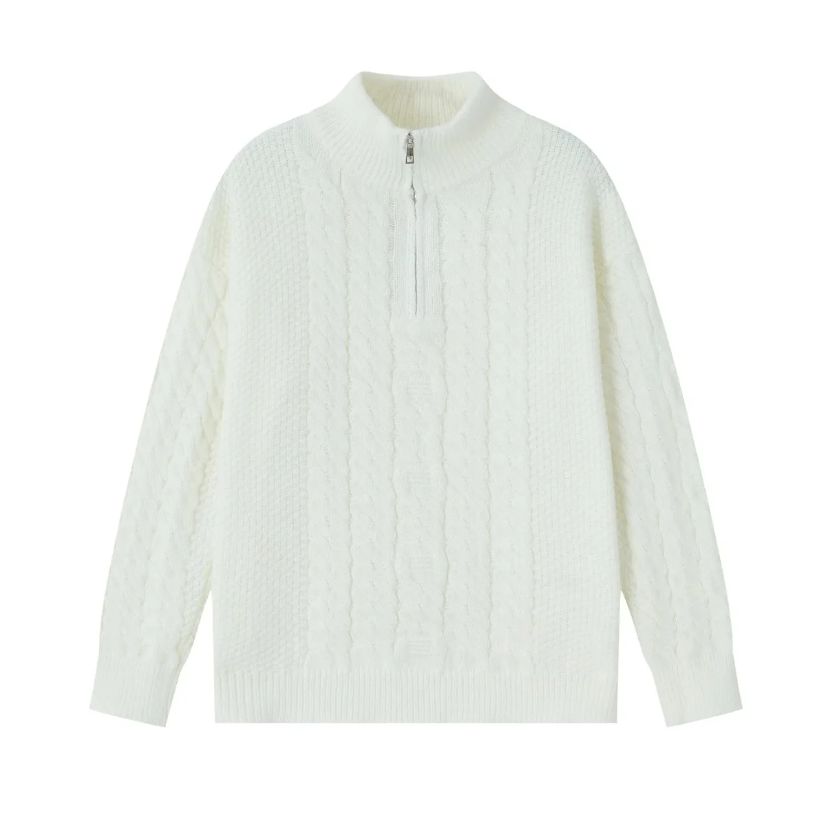 Other Cable Knit Half-Zip Sweater 2608 White White - 1