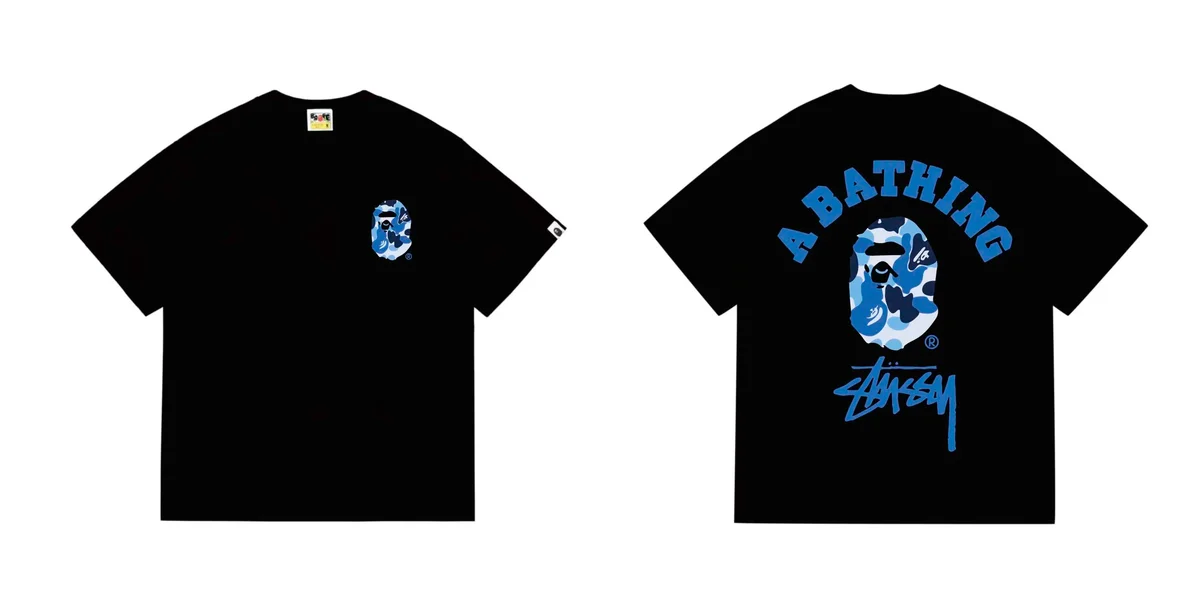 A Bathing Ape A Bathing Ape BAPE STA Blue Camo Black T-Shirt Black - 1