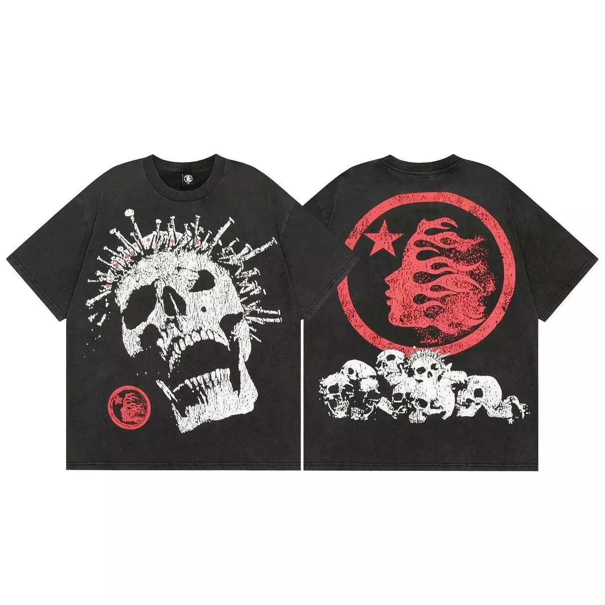Other Graphic Skull T-Shirt Black/White Casual Top Black - 1