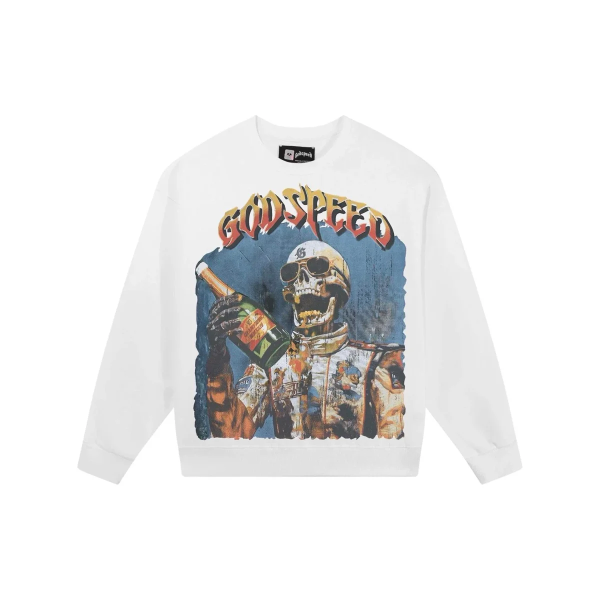 Godspeed Godspeed Godspeed White Graphic Crewneck Sweatshirt White - 1