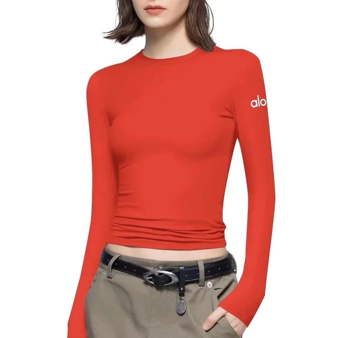 Alo Yoga Alo Brick Red Long Sleeve Crop Top Red - 1