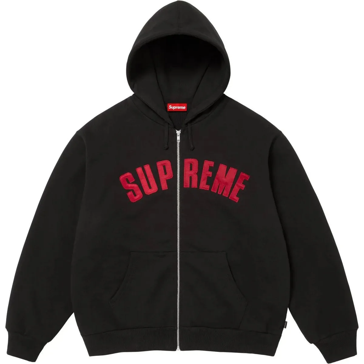 Supreme Supreme Black/Red Arch Logo Zip-Up Hoodie Black - 1
