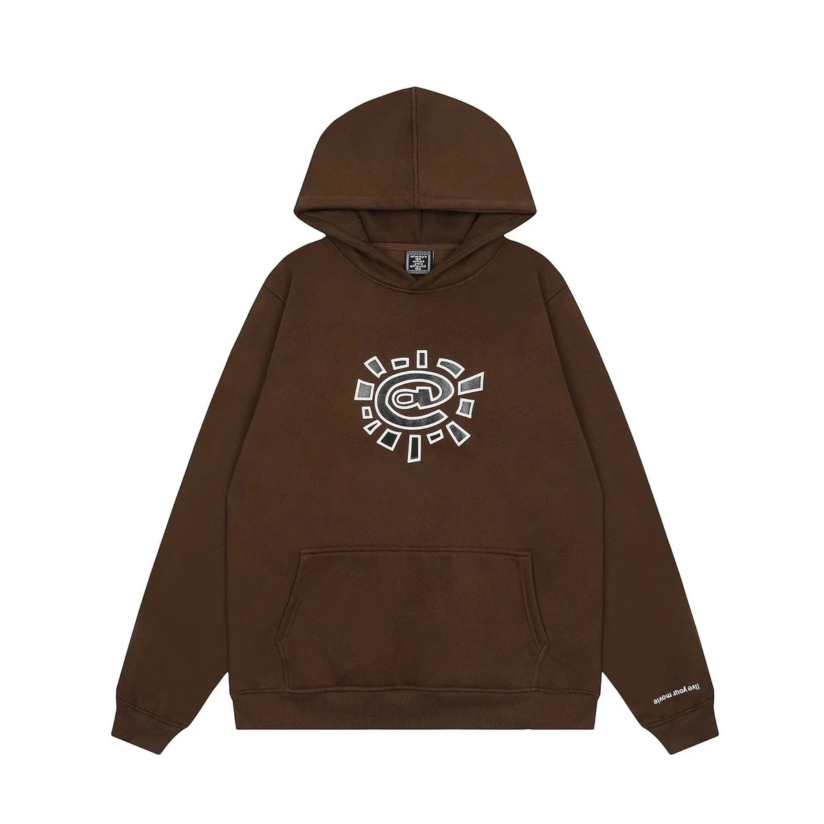 Other AD01 Brown Hoodie with Sun Graphic Pullover Brown - 1