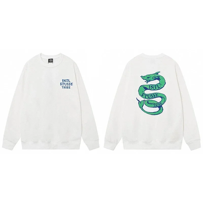 Stussy Stussy Intl Stussy Tribe White Snake Print Sweatshirt White - 1