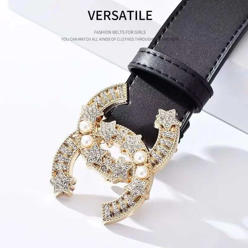 Other Girls Black/Gold Star Embellished Belt Black