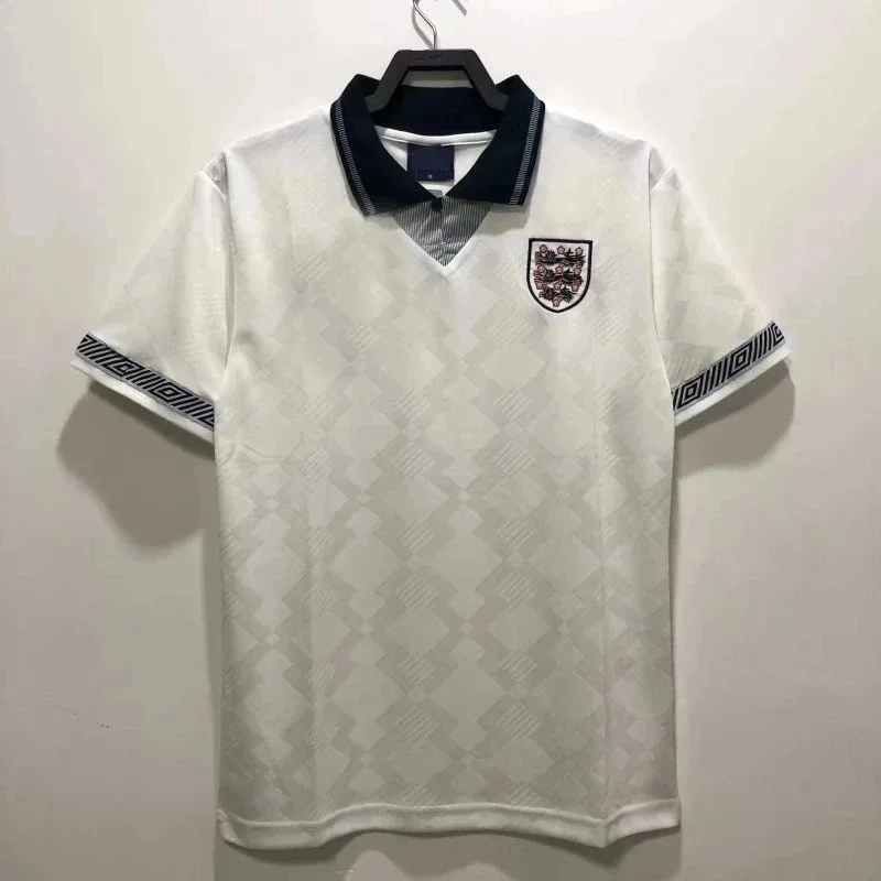 Other England Retro Jersey White Diamond Pattern Polo Shirt White - 1