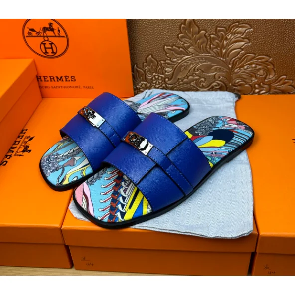 Hermès Hermès Birkin Blue Leather Sandals Blue