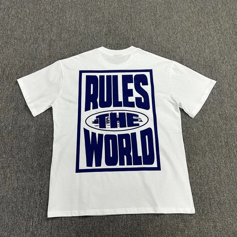 Other Unisex Rules the World Graphic T-Shirt hx3122 White Blue White - 1