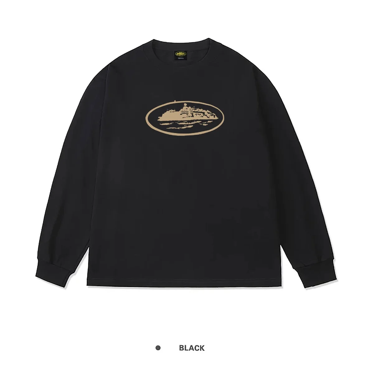 Other Black Long Sleeve T-Shirt with Gold Oval Print Black - 1